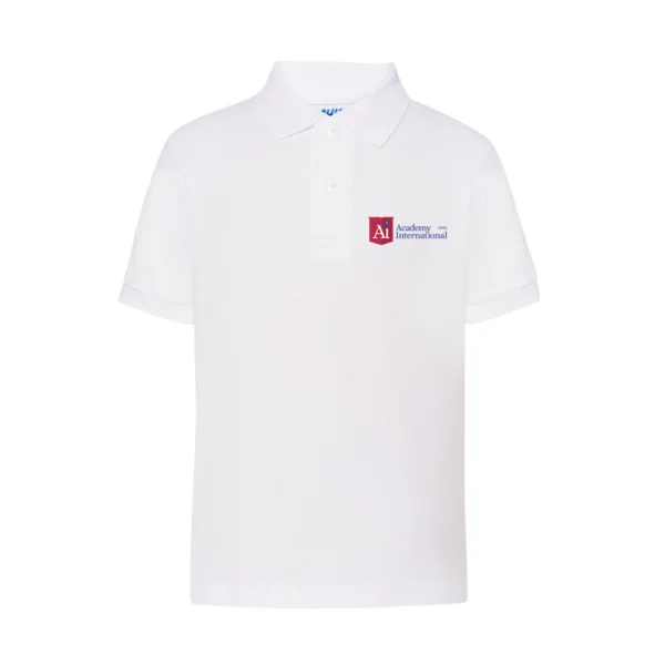 Koszulka polo krótki rękaw kids Academy International biała