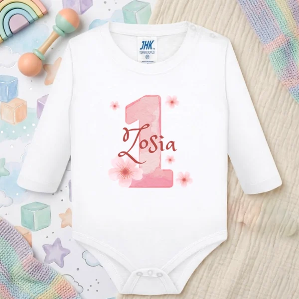 Perosnalizowane Body na roczek z 1 dziewczynka