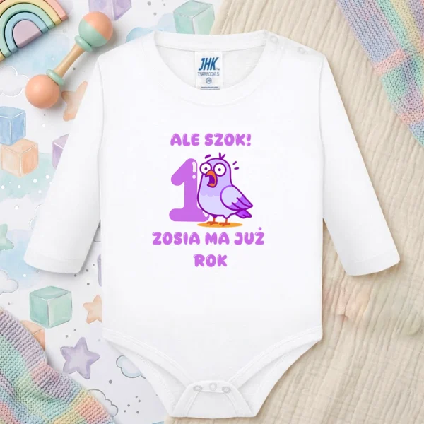 Perosnalizowane body na roczek Ale szok dziewczynka