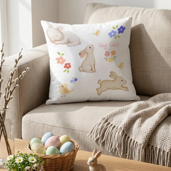 Personalizowana Wielkanocna Poduszka z zajączkami