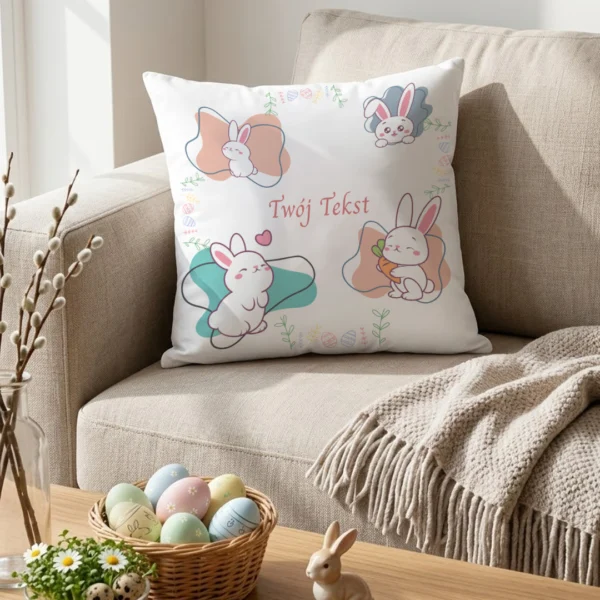 Personalizowana Wielkanocna poduszka 4 zajączki