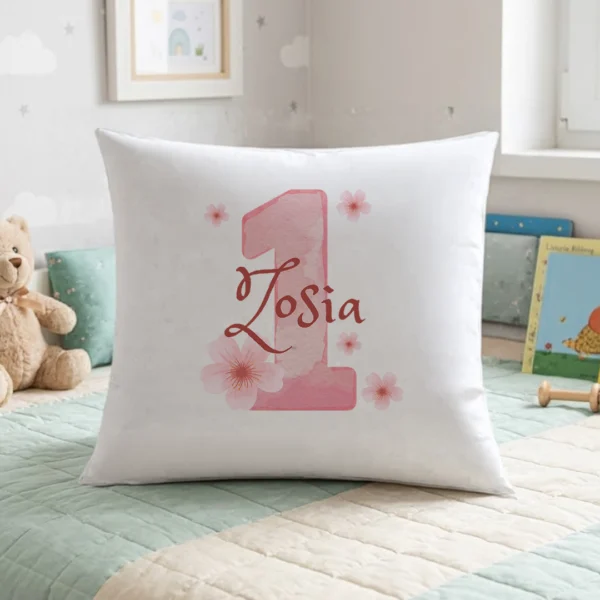 Personalizowana poduszka na roczek z 1 dziewczynka