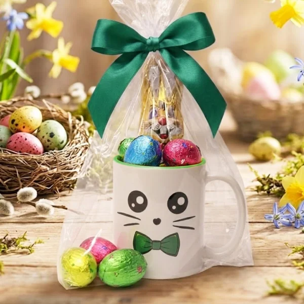 Wielkanocny zestaw kubek ze słodyczami zielony