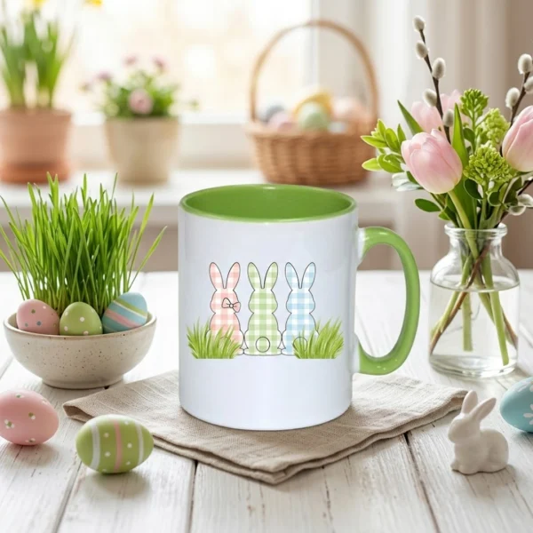 Wielkanoncy Kubek 3 zające Zielony