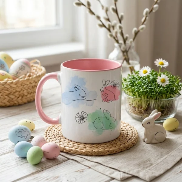 Wielkanoncy personalizowany Kubek zajączki